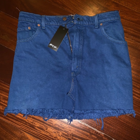 NASTY GAL Collection Royal Blue Denim Mini Skirt - Picture 1 of 5